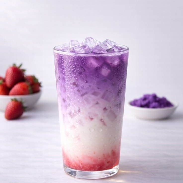Ice Strawberry Ube Latte