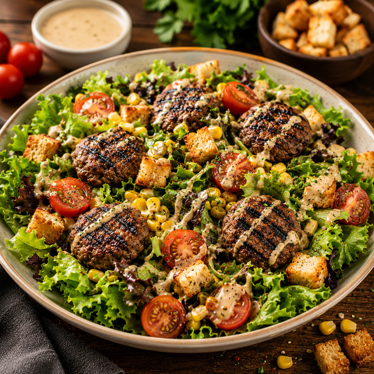 Köfteli Yeşil Salata