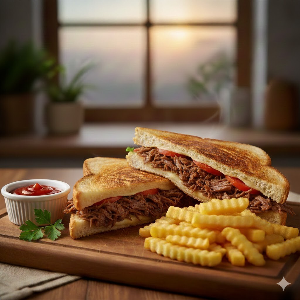 Kavurmalı Tost + Patates Kızartması