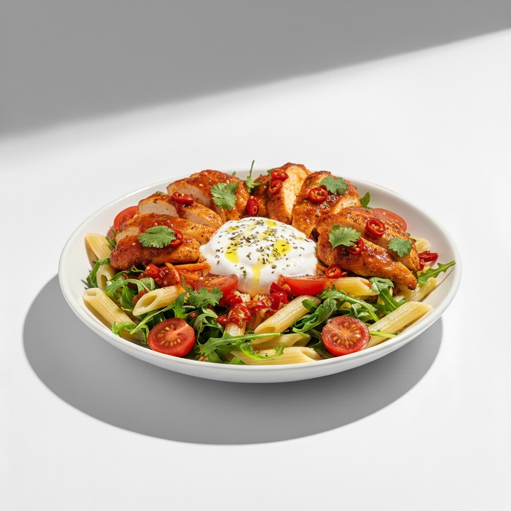 Acı Soslu Izgara Tavuklu & Makarna Bowl + Coca-Cola (33 cl.)