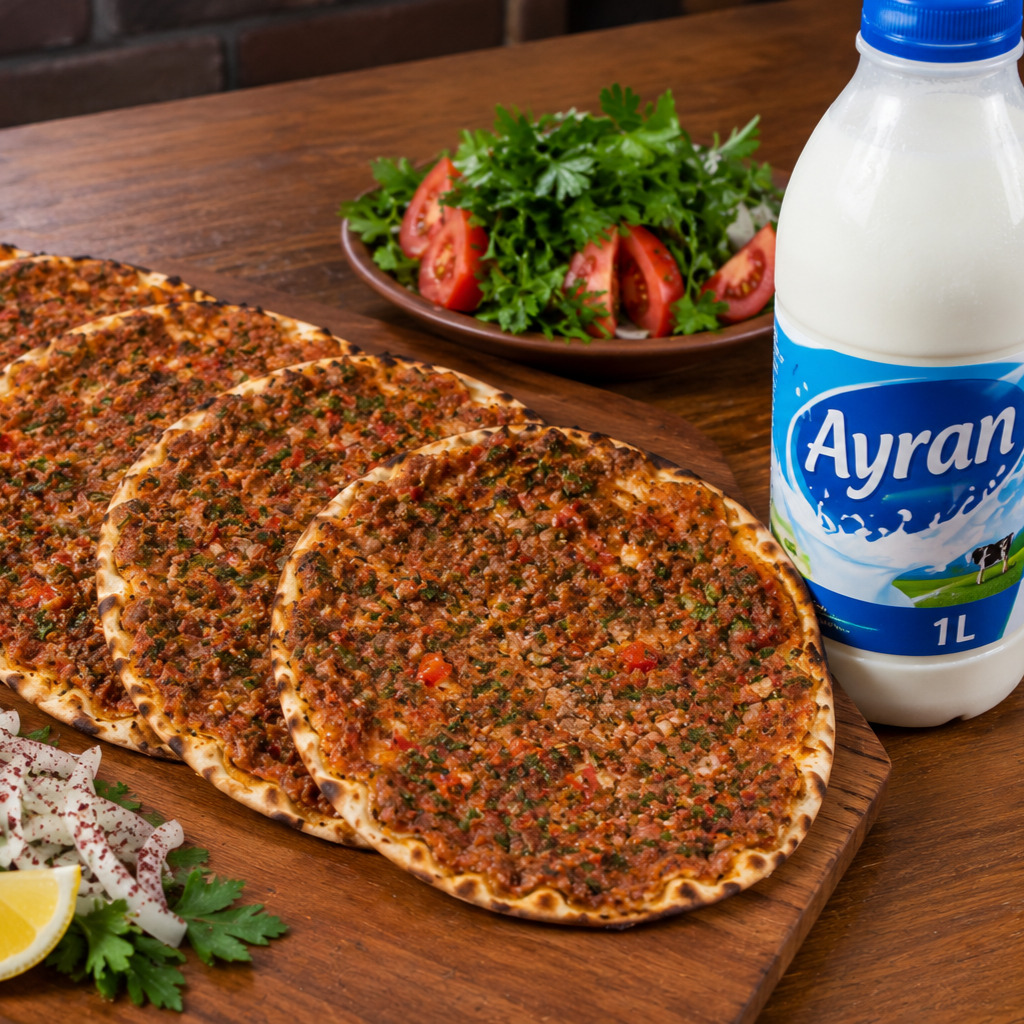 Lahmacun (5 Adet) ve Ayran (1 lt)