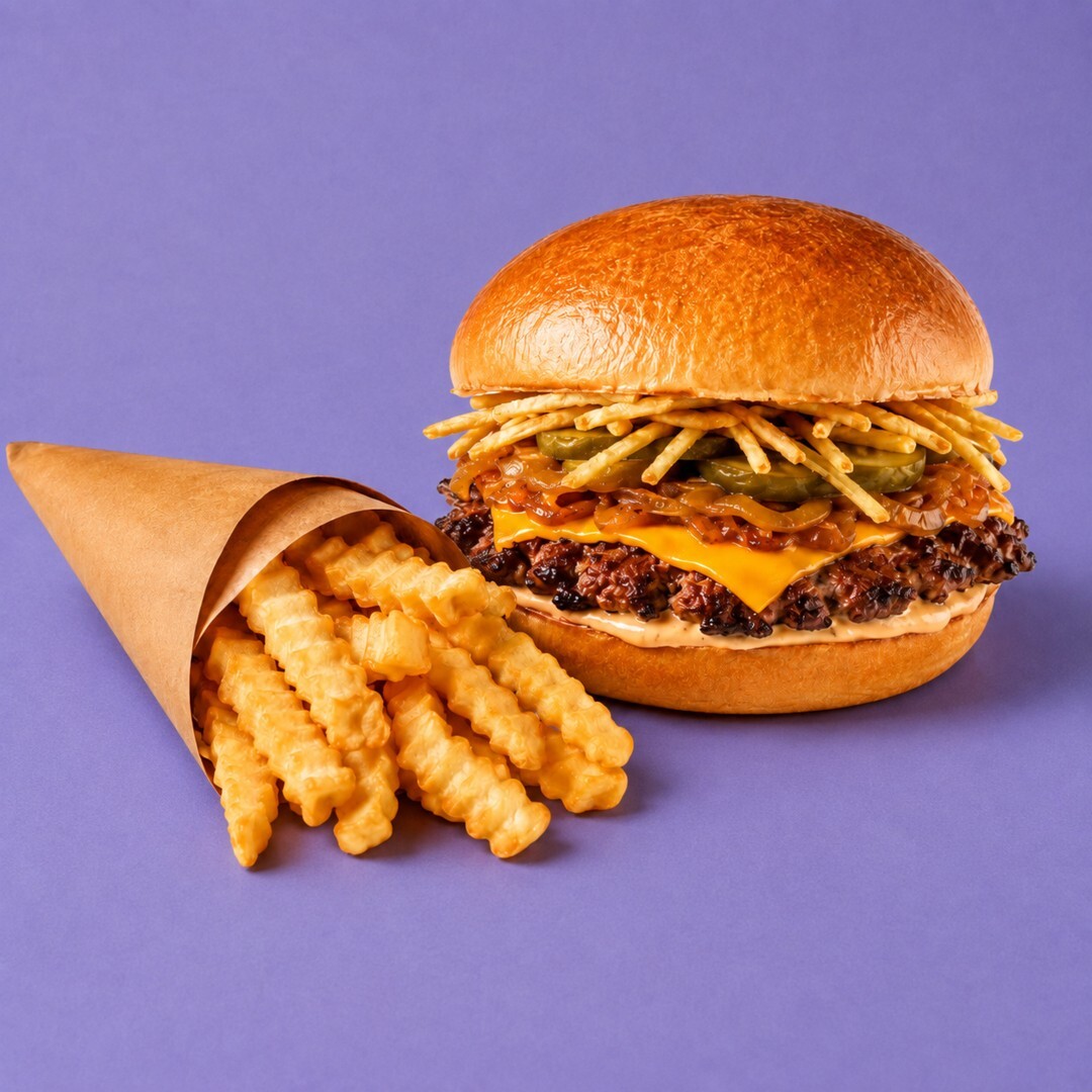 Single Cezayir Soslu Smash Burger & Patates Kızartması