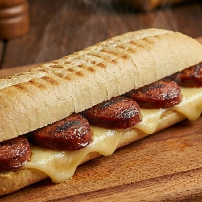 Jumbo Ekmeğine Kaşarlı Sucuklu Tost