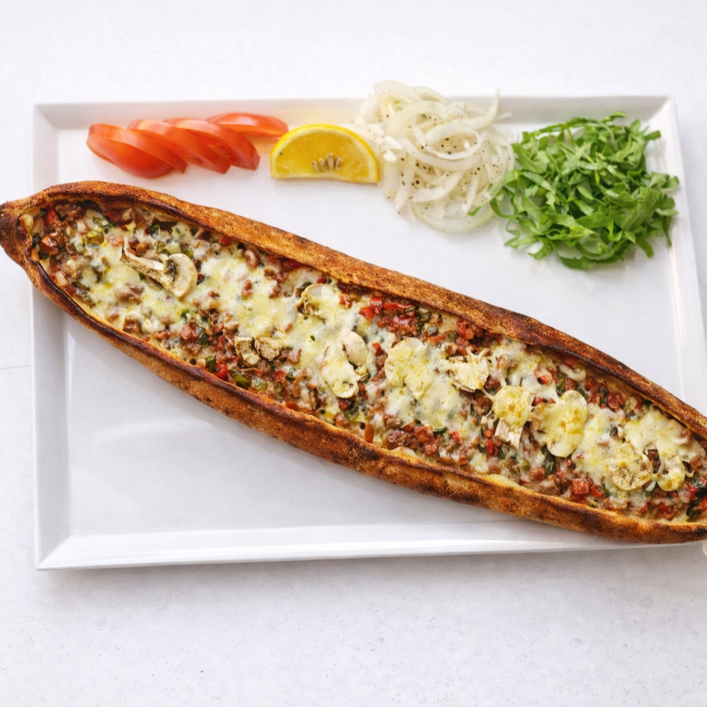 Kuşbaşılı & Mantarlı & Kaşarlı Pide