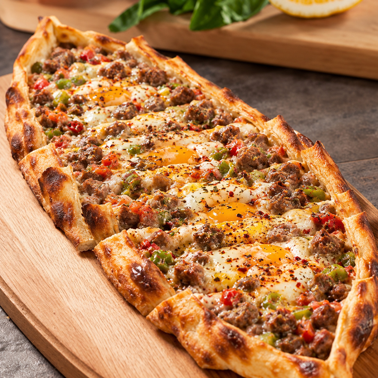 Kuşbaşılı Yumurtalı Pide