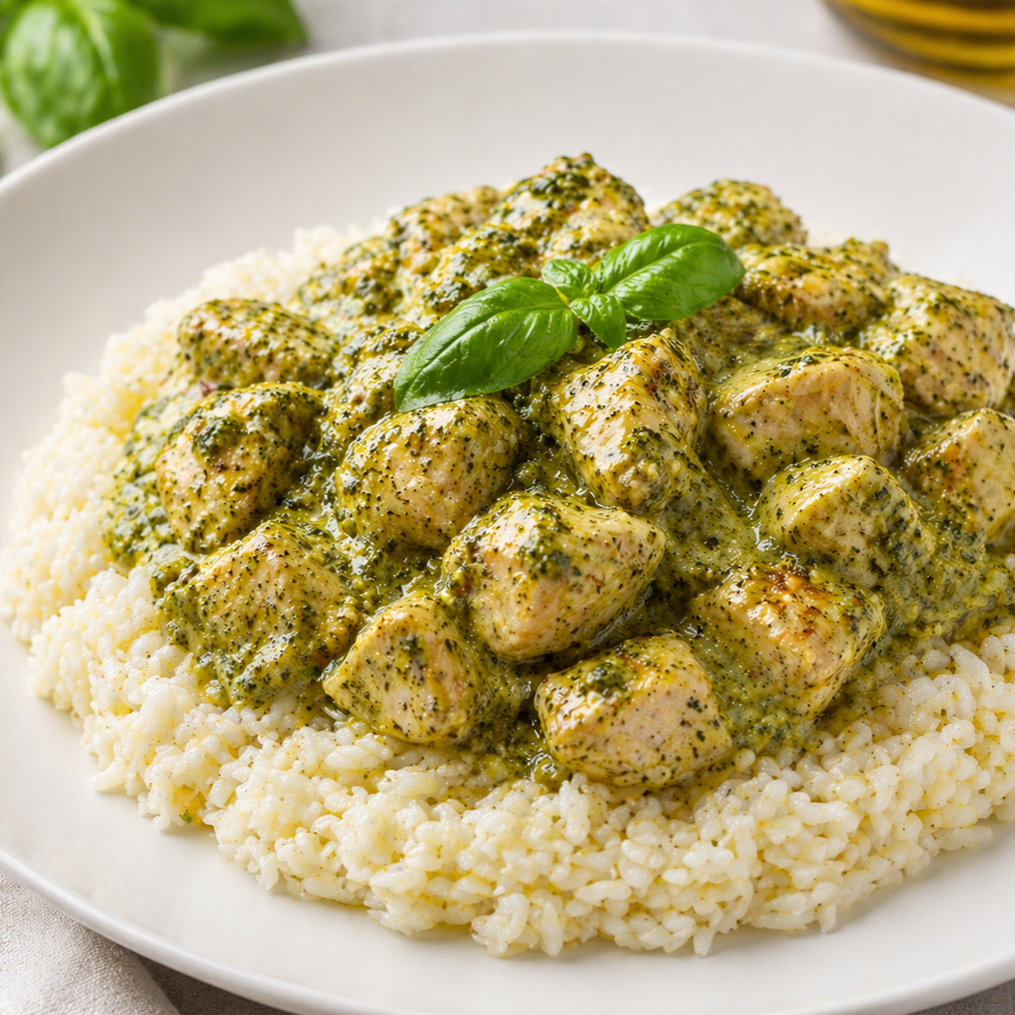Pesto Soslu Tavuklu Pilav