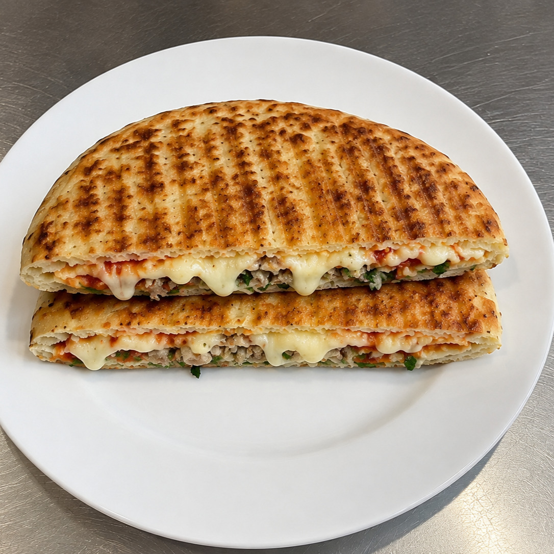 Bazlama Kıymalı Kaşarlı Tost