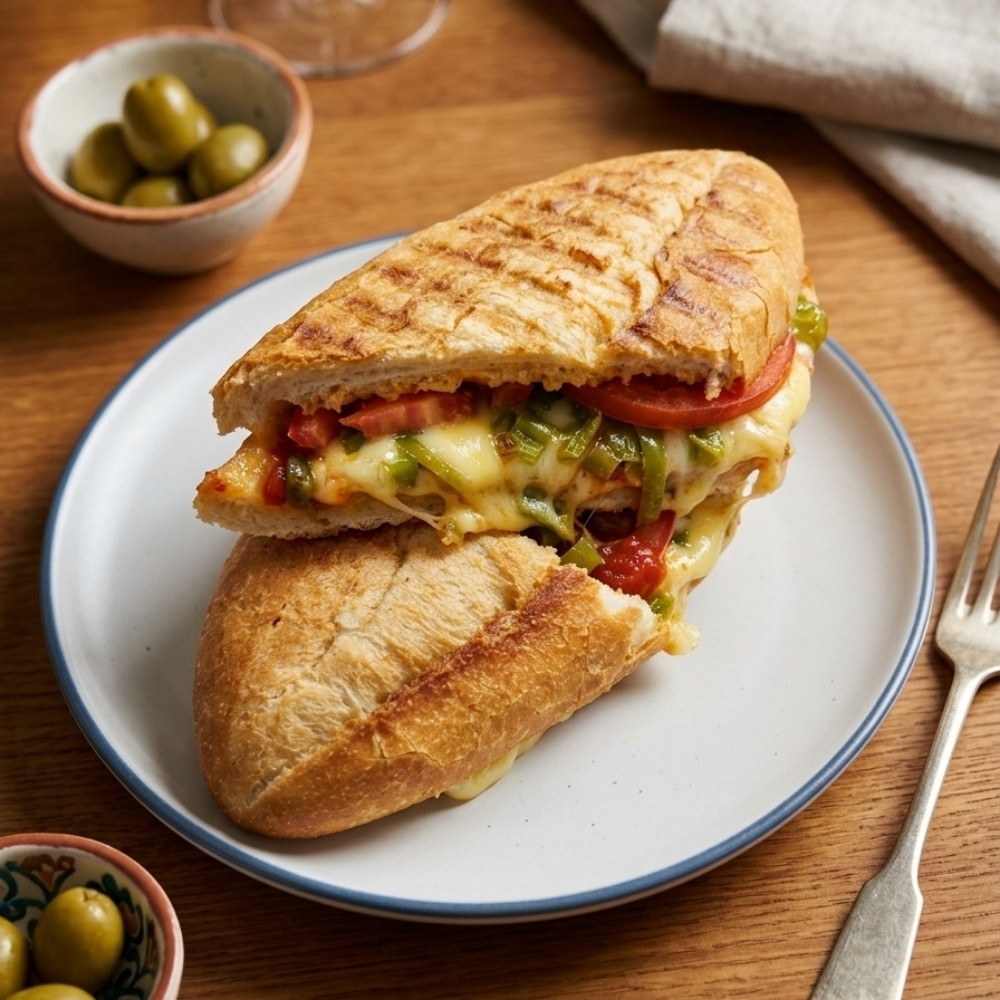 Domatesli Yeşil Biberli Kaşarlı Sandviç Tost