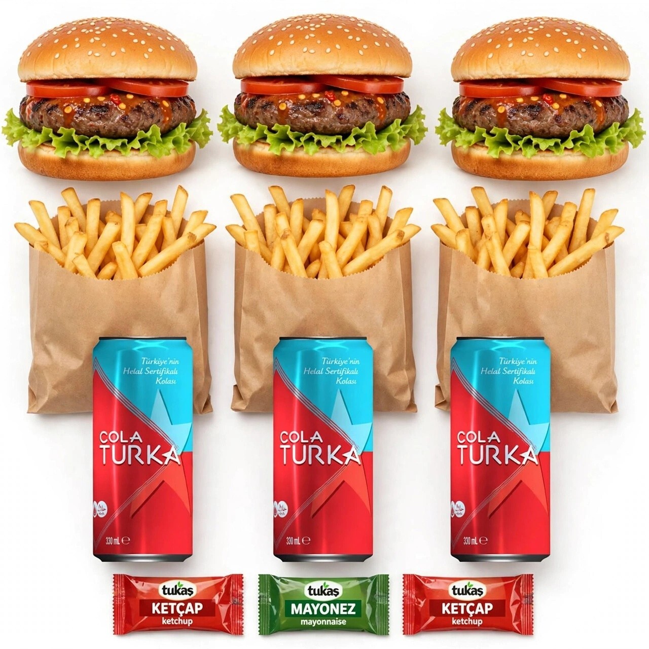 3lü Mezopotamya alevi Et Köfte Burger