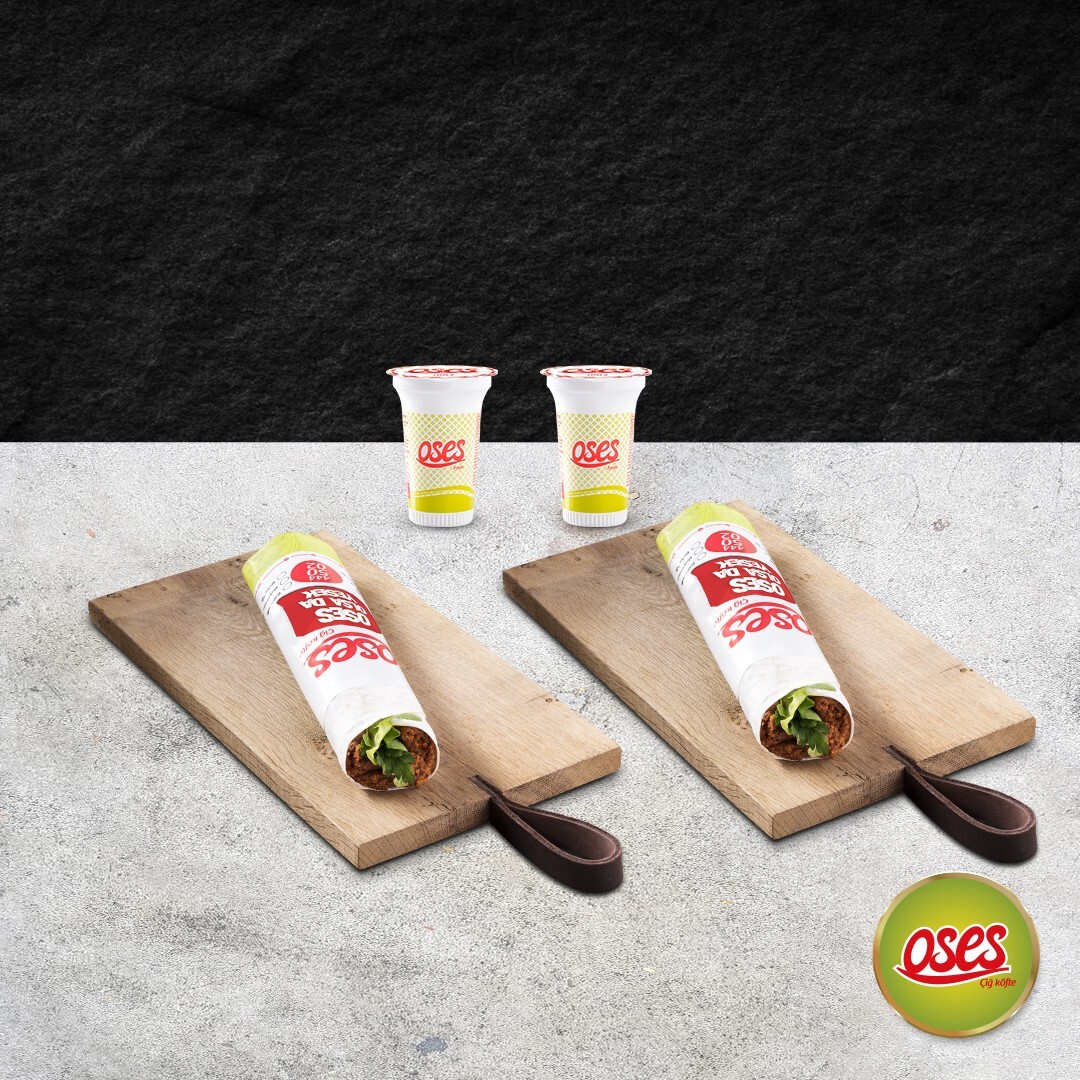 2 Ultra Çiğ Köfte Dürüm (120 Gr.) + 2 Ayran (17 cl.)