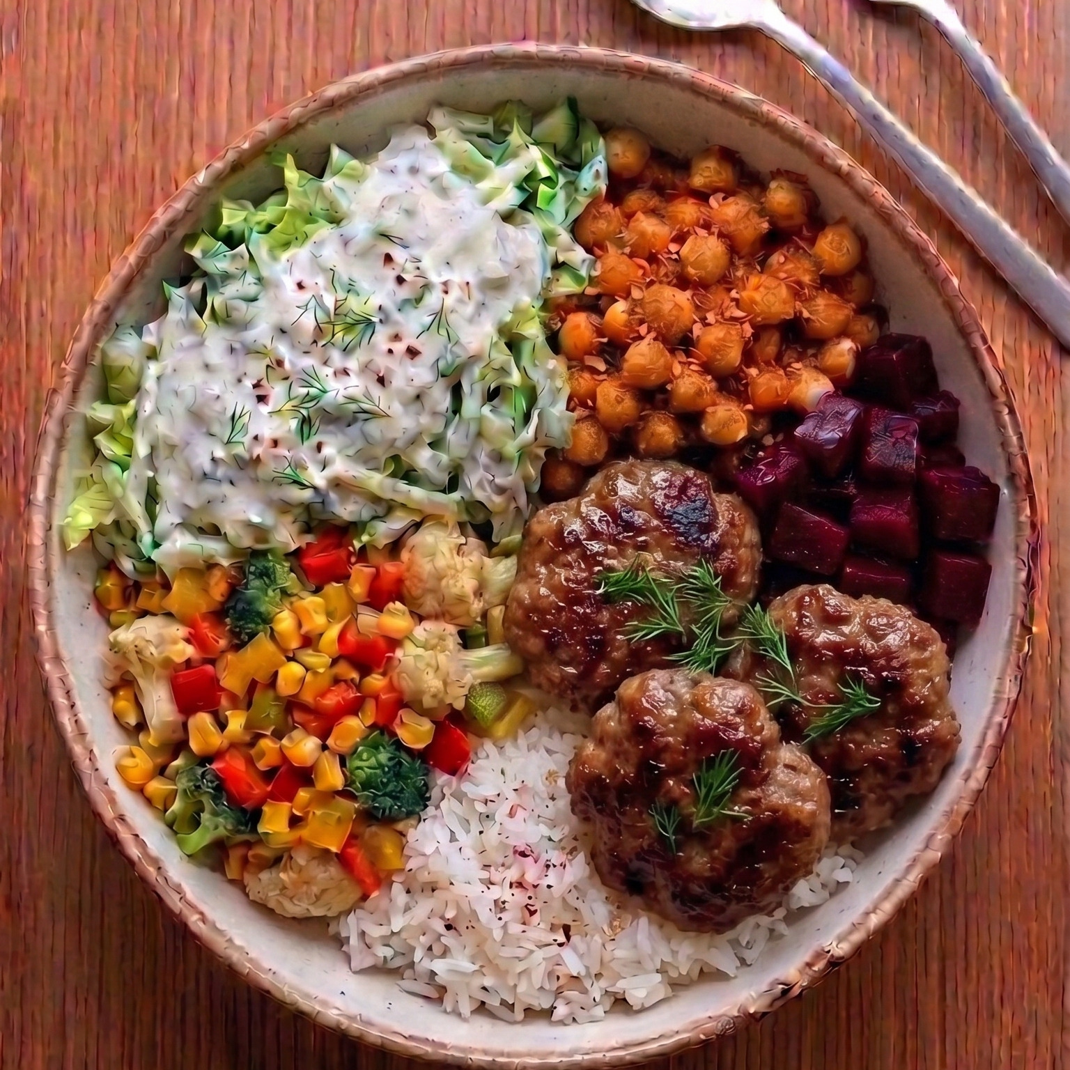 Seçeceğiniz Soslarla Dana Köfteli Bowl