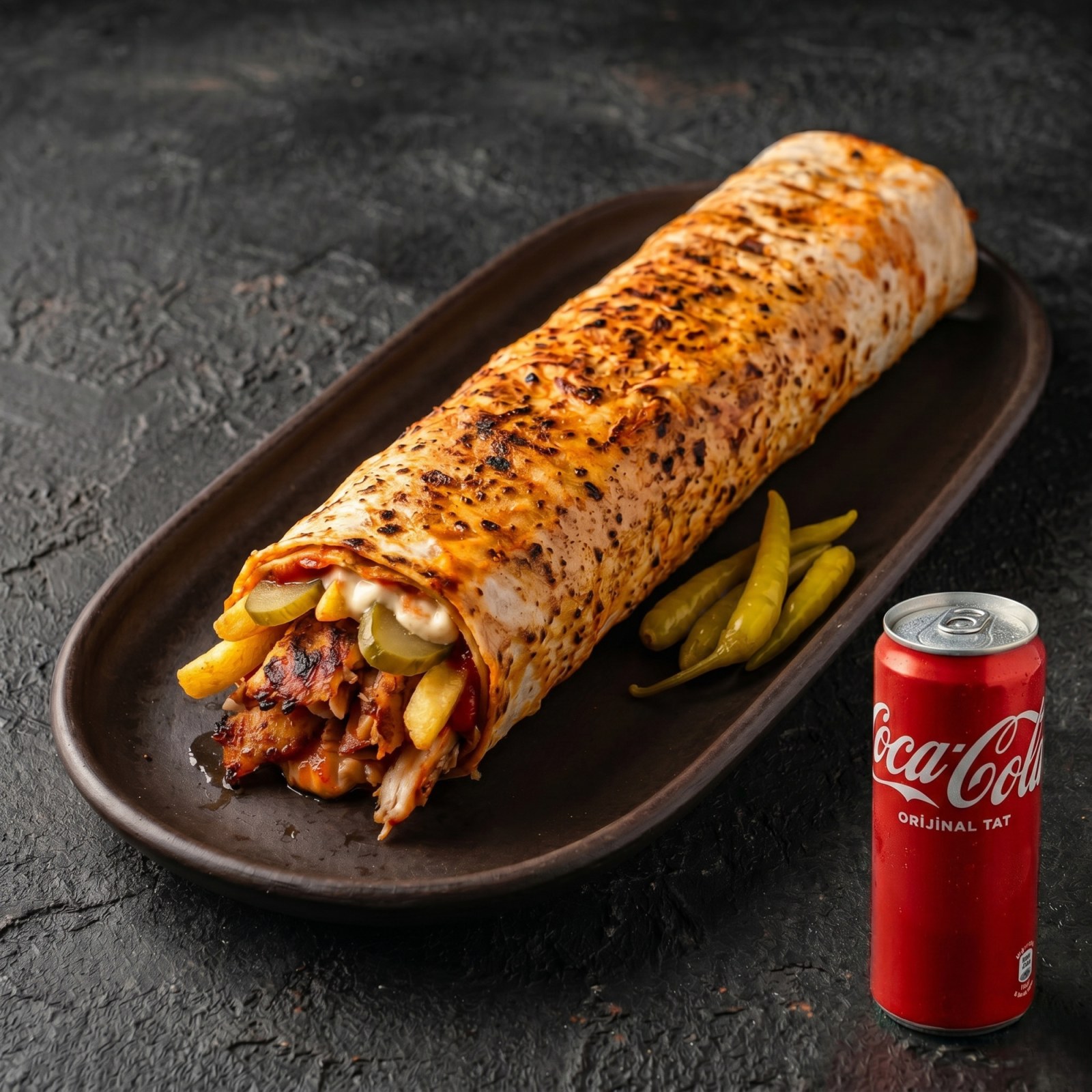 Hatay Usulü Tavuk Dürüm Menü(100 Gr) + 330 Ml Coca Cola