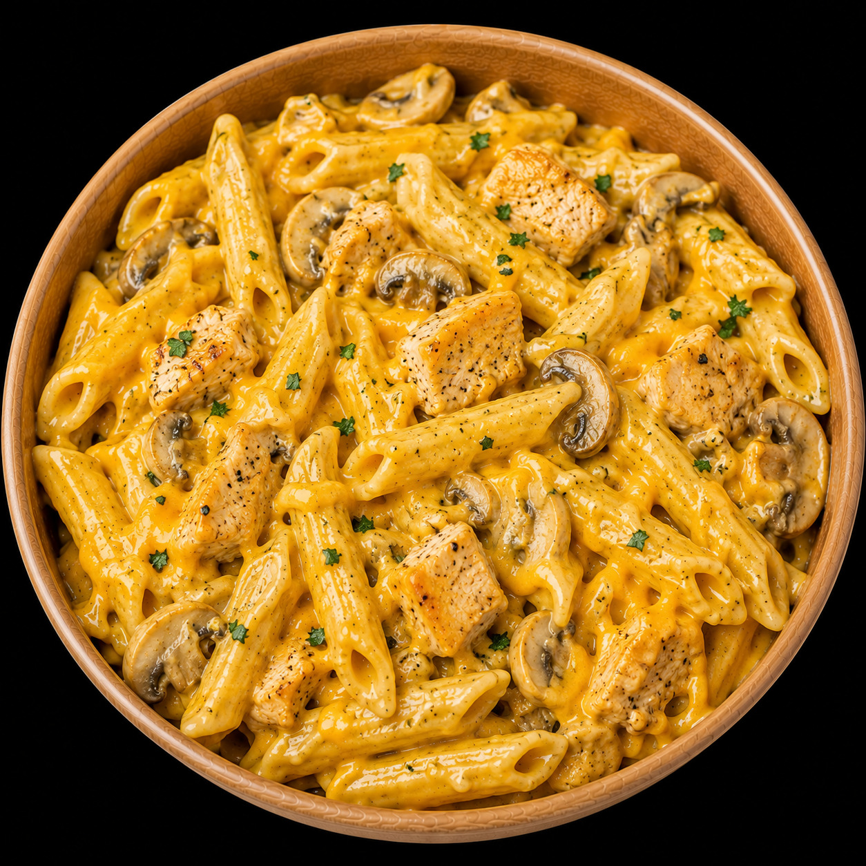 Chedarlı Kremalı Mantarlı Tavuklu Penne