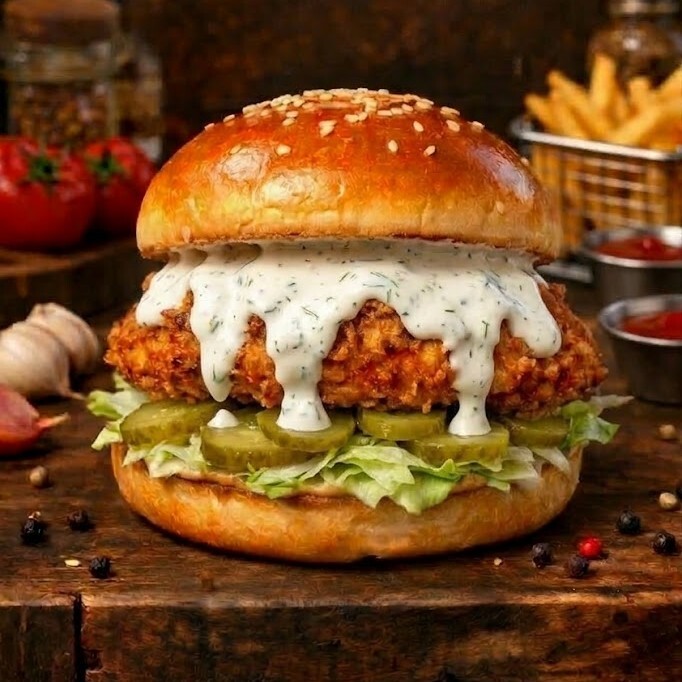 Ekşili Köz Mayonezli Tavuk Burger