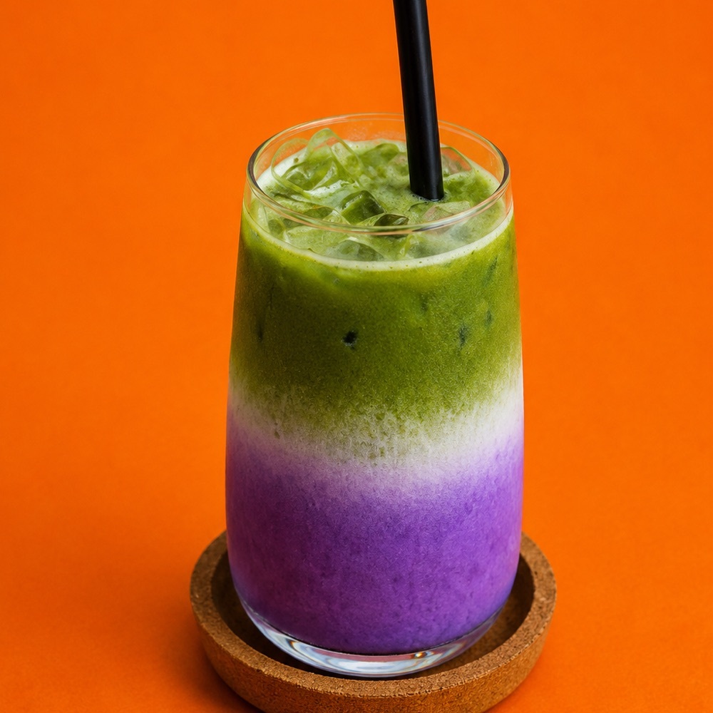 Iced Ube Matcha Vanilya Latte