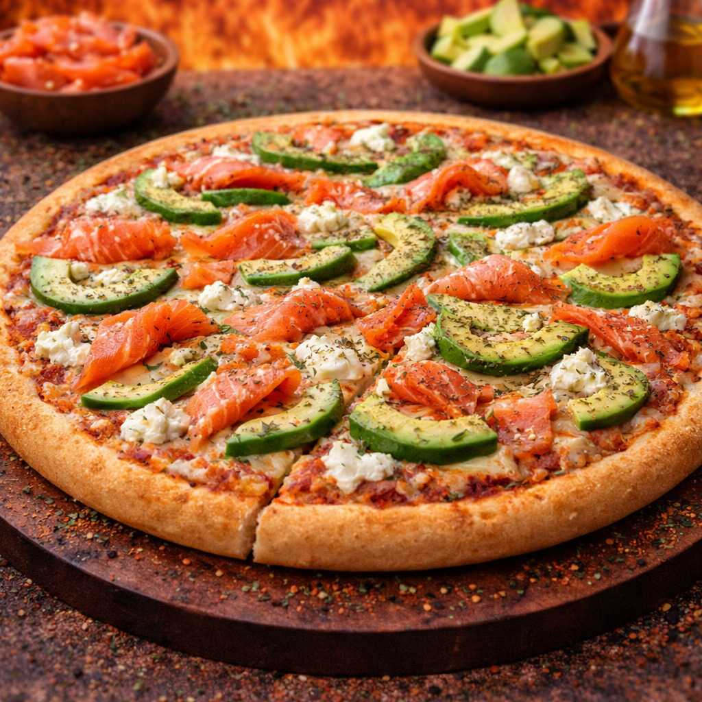 Avokadolu Füme Somon Pizza (Orta Boy)