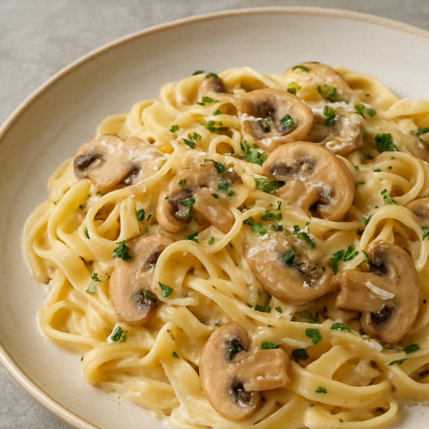 Fettucini Makarna Kremalı Mantarlı Pesto