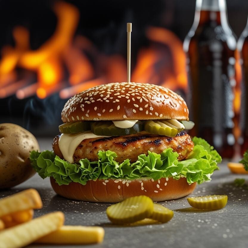 Duble Tavuk Burger