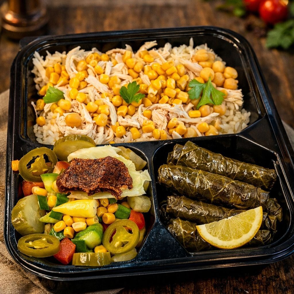 Tavuklu Nohutlu Sarmalı Pilav+ Mevsim Salata