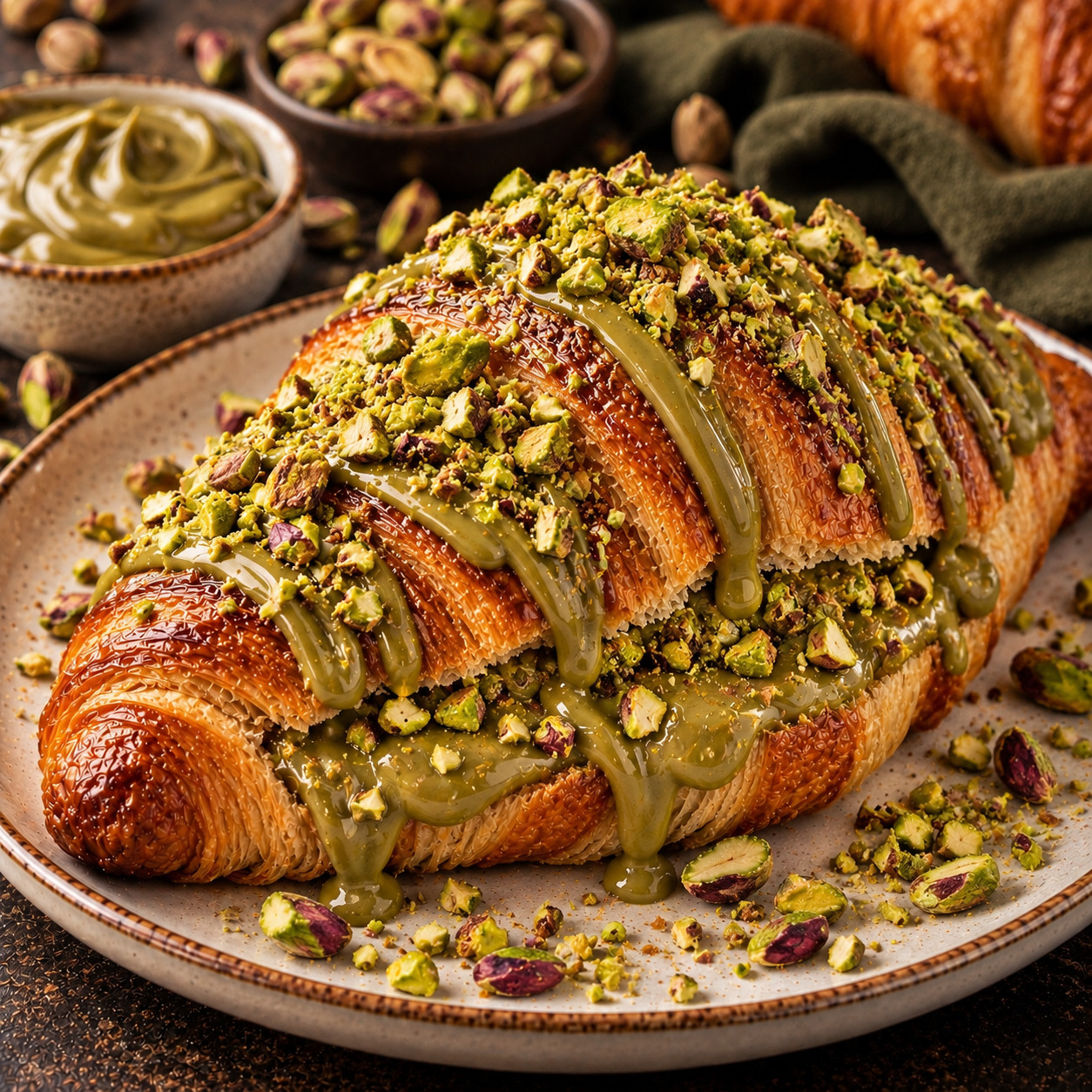 Tereyağlı Antep Fıstıklı Kruvasan