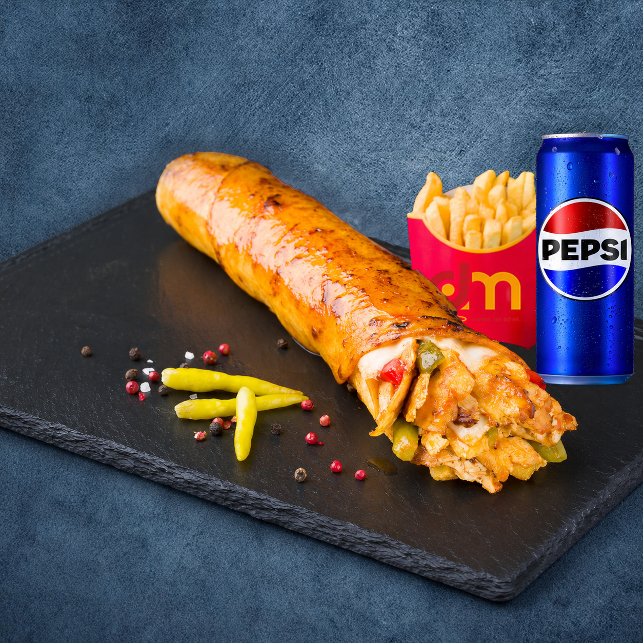 Hatay Soslu Tavuk Dürüm Pepsi Menü (90 gr.)