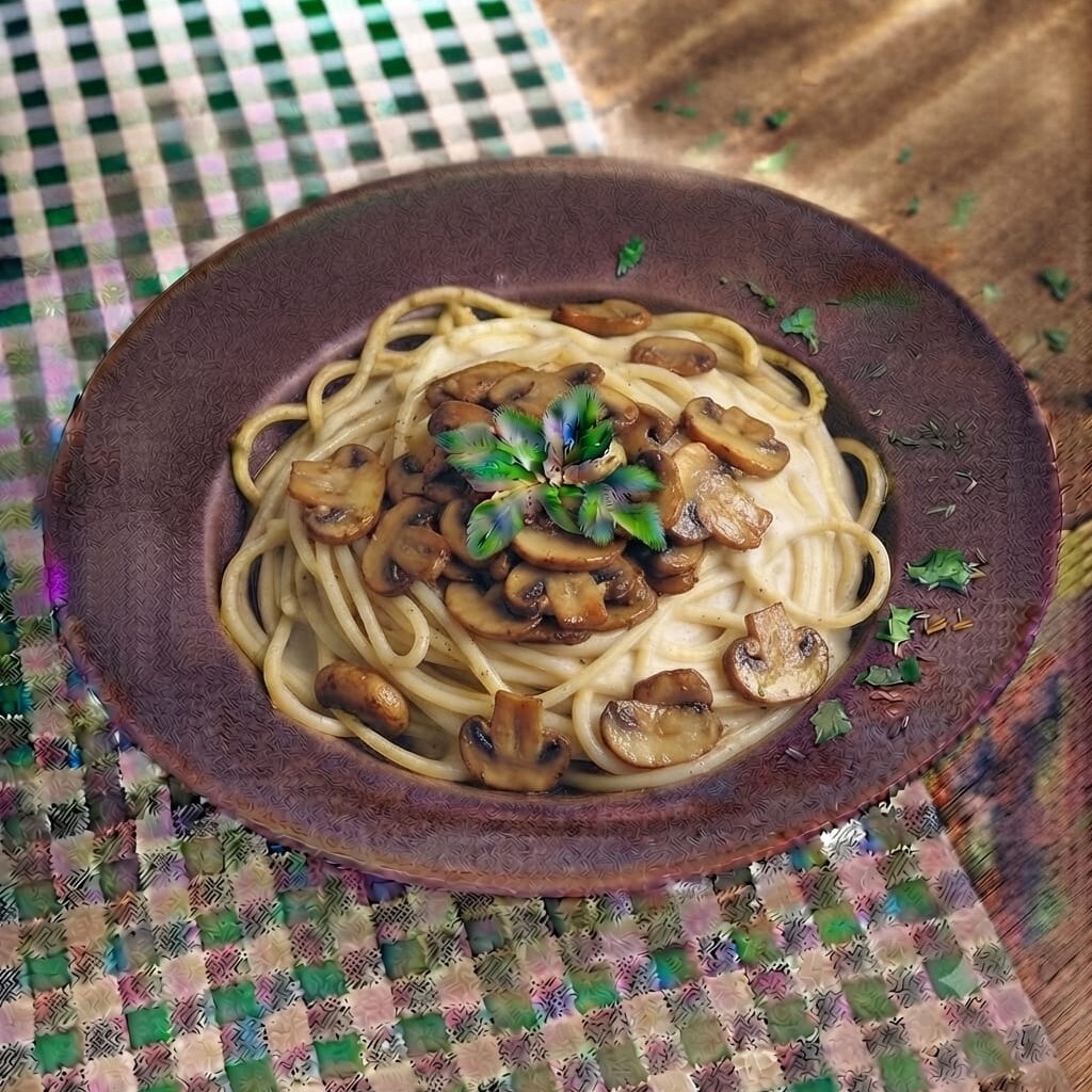 Mantar Krema Spagetti Makarna
