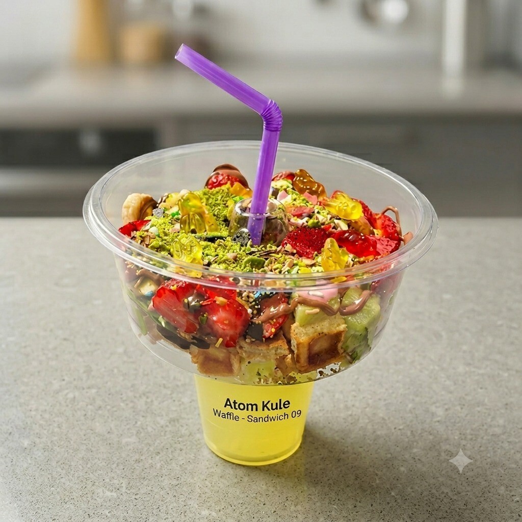 İçecekli Atom Kule Waffle