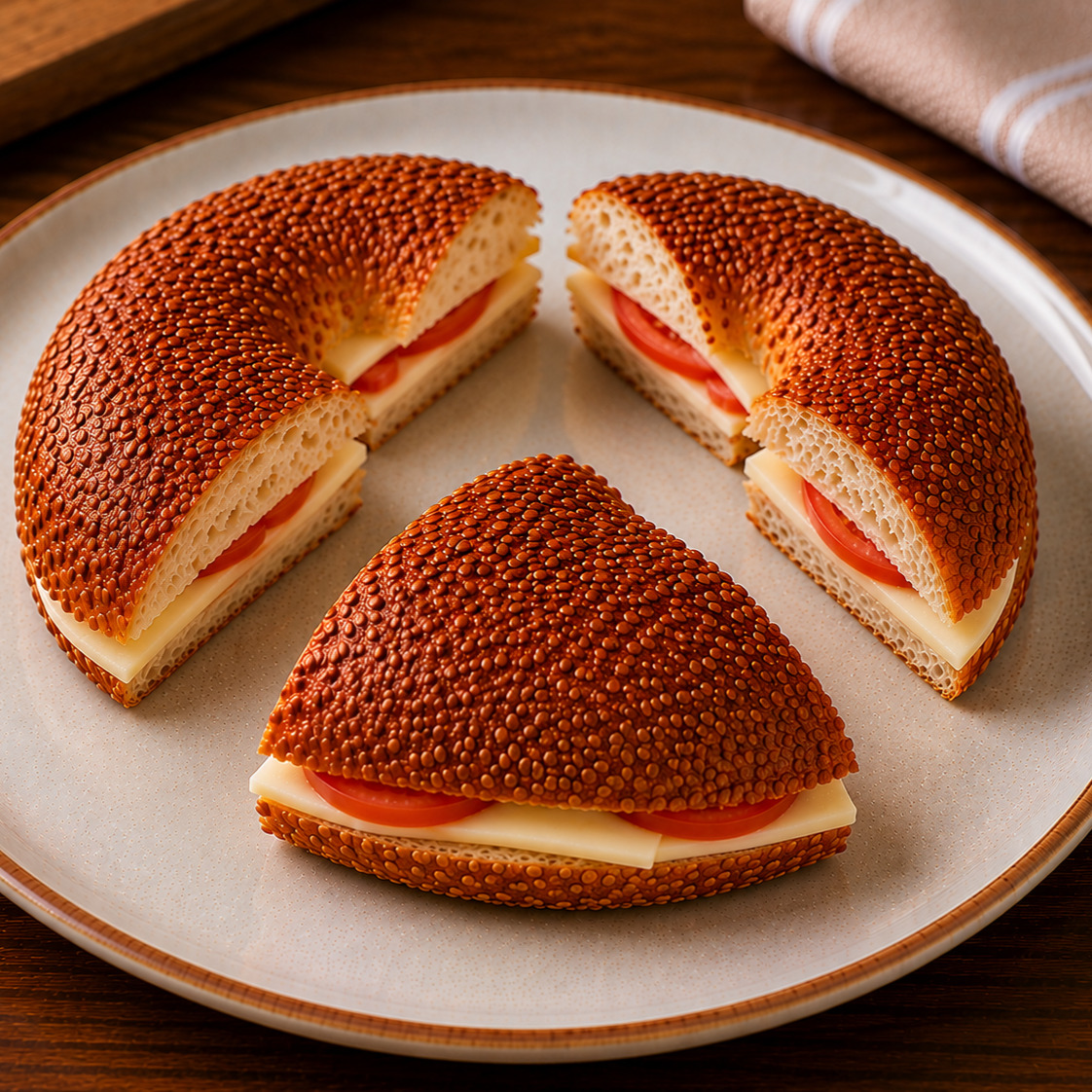 Kaşar Peynirli Domatesli Simit Sandviç