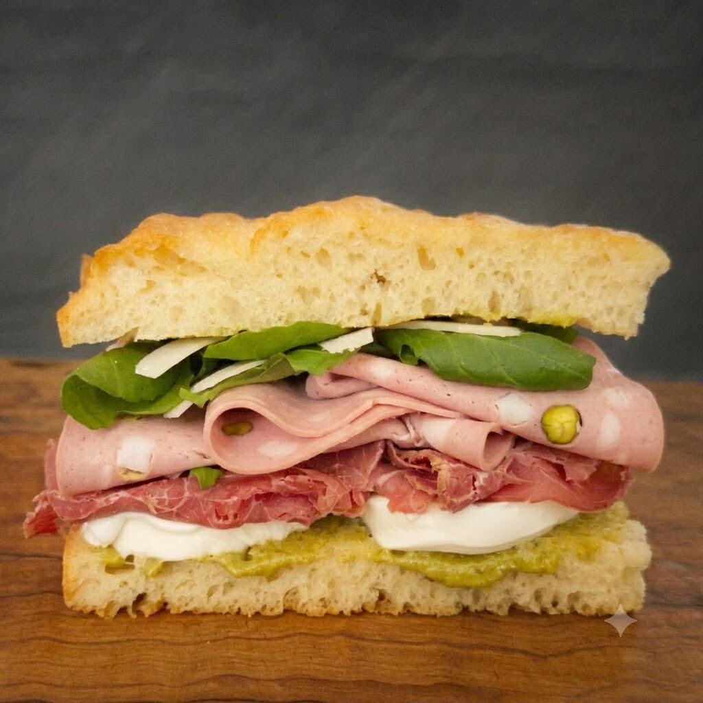 Double Cotto & Mortadella - Suda Mozzarella Focaccia Sandwich (no.15)