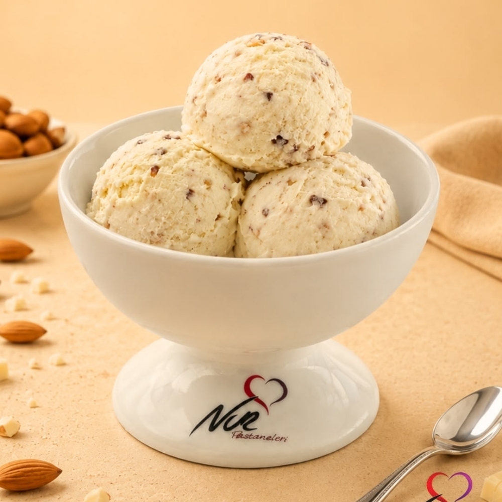 Beyaz Çikolatalı Bademli Dondurma 250 gr