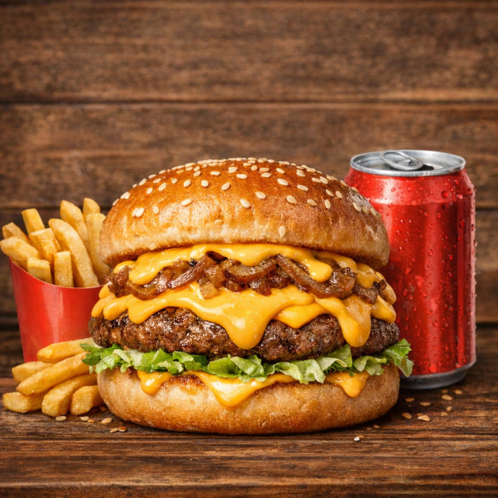 Bol Cheddarlı Burger Menü