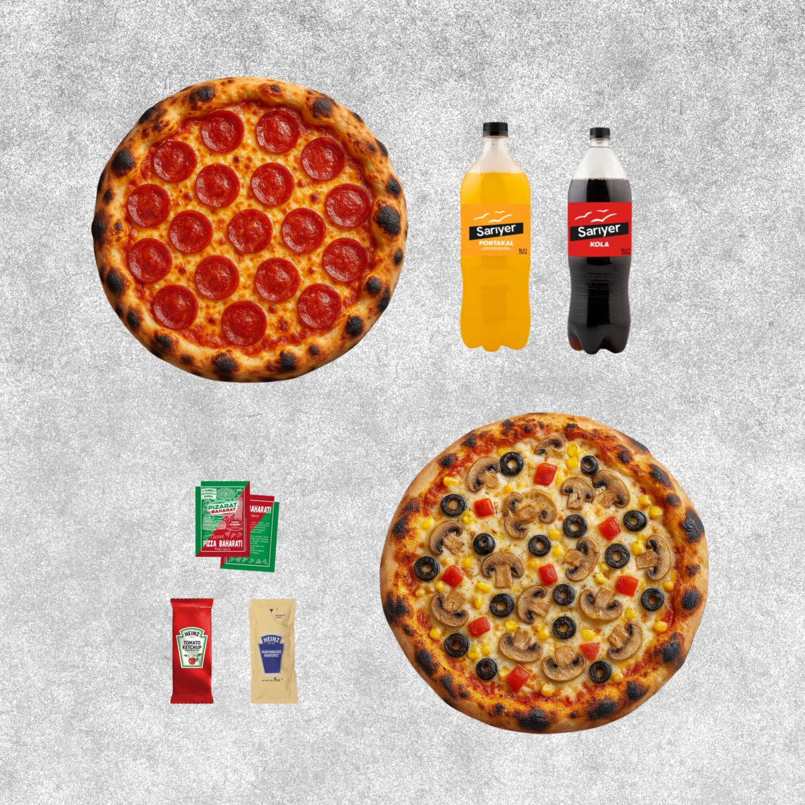 2 Adet Orta Boy Pizza Alana 1 Litre Kola BEDAVA!