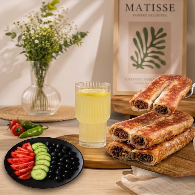 Süper 3'lü (350 gr Kıymalı Kol Böreği Söğüş 330 ml Limonata)