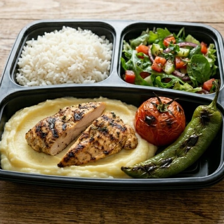 Püreli Tavuk Fileto & Pilav & Salata
