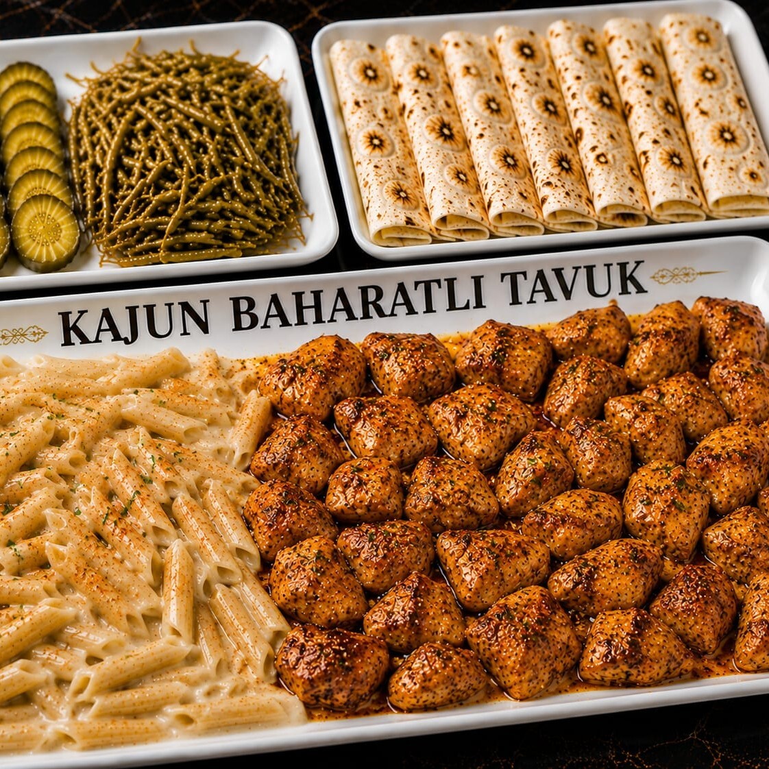 Kajun Baharatlı Tavuk & Kremalı Penne Makarna