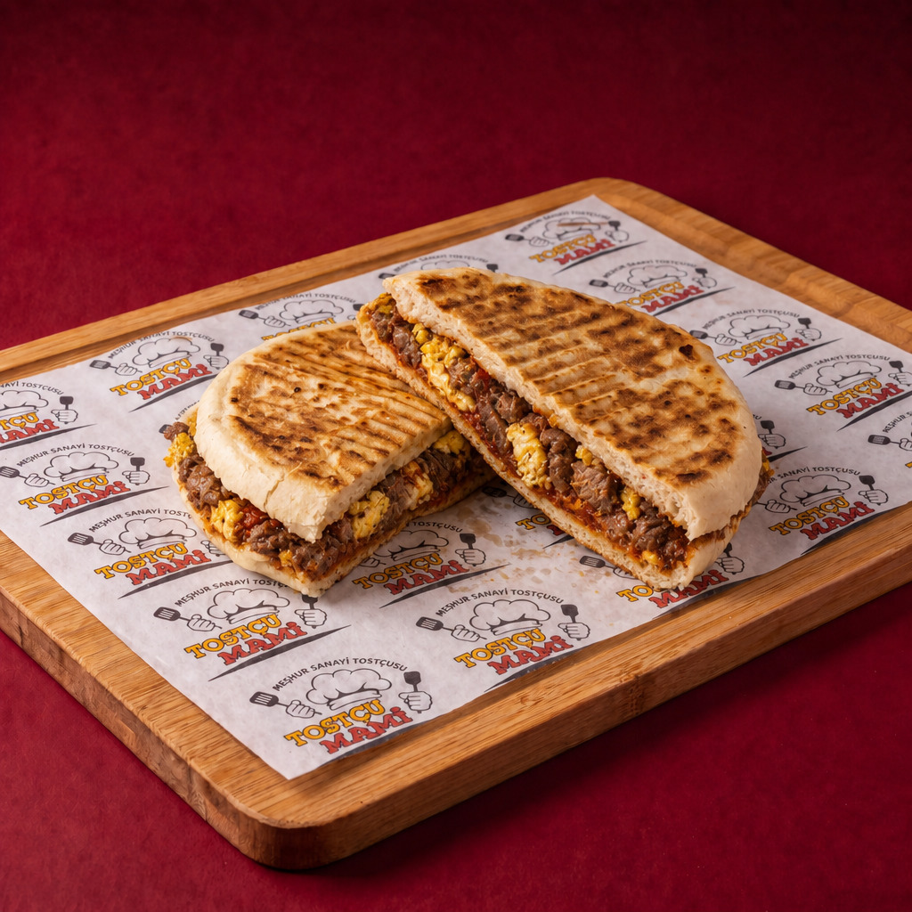 Bazlamalı Kavurmalı Yumurtalı Tost