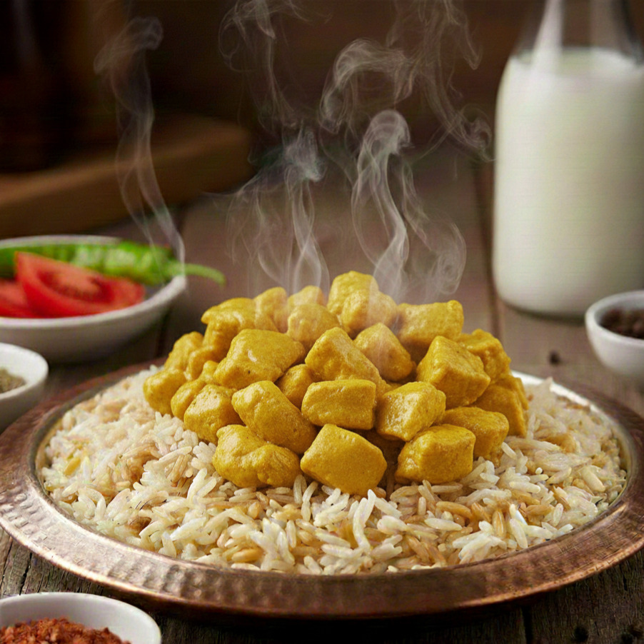 Plus kremalı Köri Soslu Tavuklu Pilav