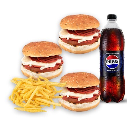 3'lü İso Özel Sucuk Burger Menü