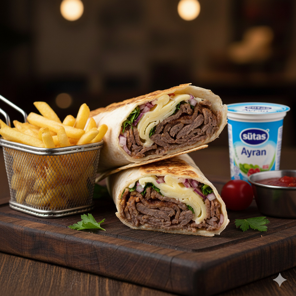 Et Döner Dürüm (150gr) (Menü)+ Ayran