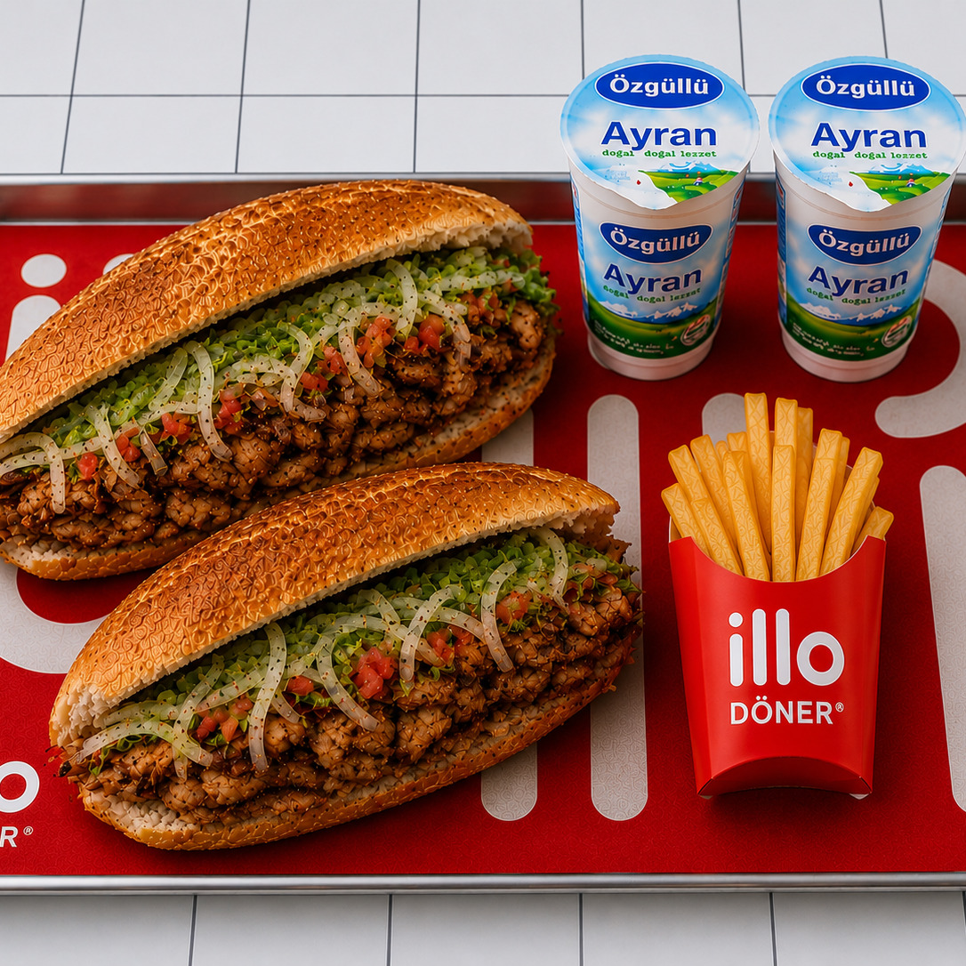 2 Ekmek Arası Tavuk Döner & 1 Patates Kızartması & 2 Ayran