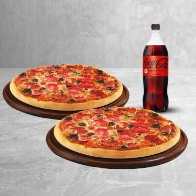 2 Orta Boy Pizza (Muhteşem Dörtlü Pizza) + 1l Coco Cola