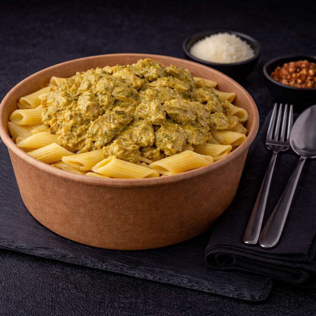 Makarna Üstü Kremalı Köri Soslu Tavuk