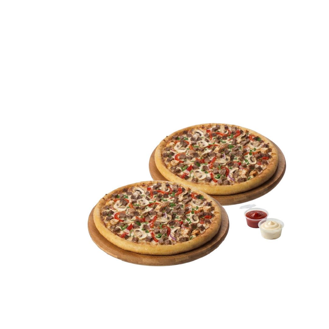2'li Kavurmalı Menü [Orta Boy] 330 ml cola+ Pizza baharatı+ketçpa +mayanoze+