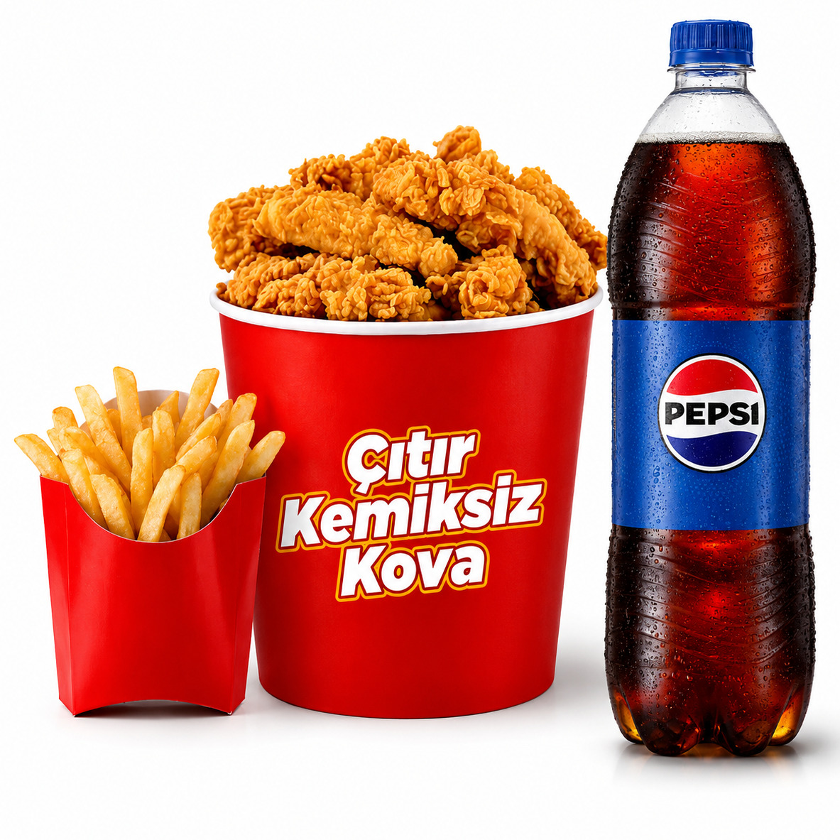 Kemiksiz Çıtır Tavuk Doyurucu Menü (3 Kişilik)