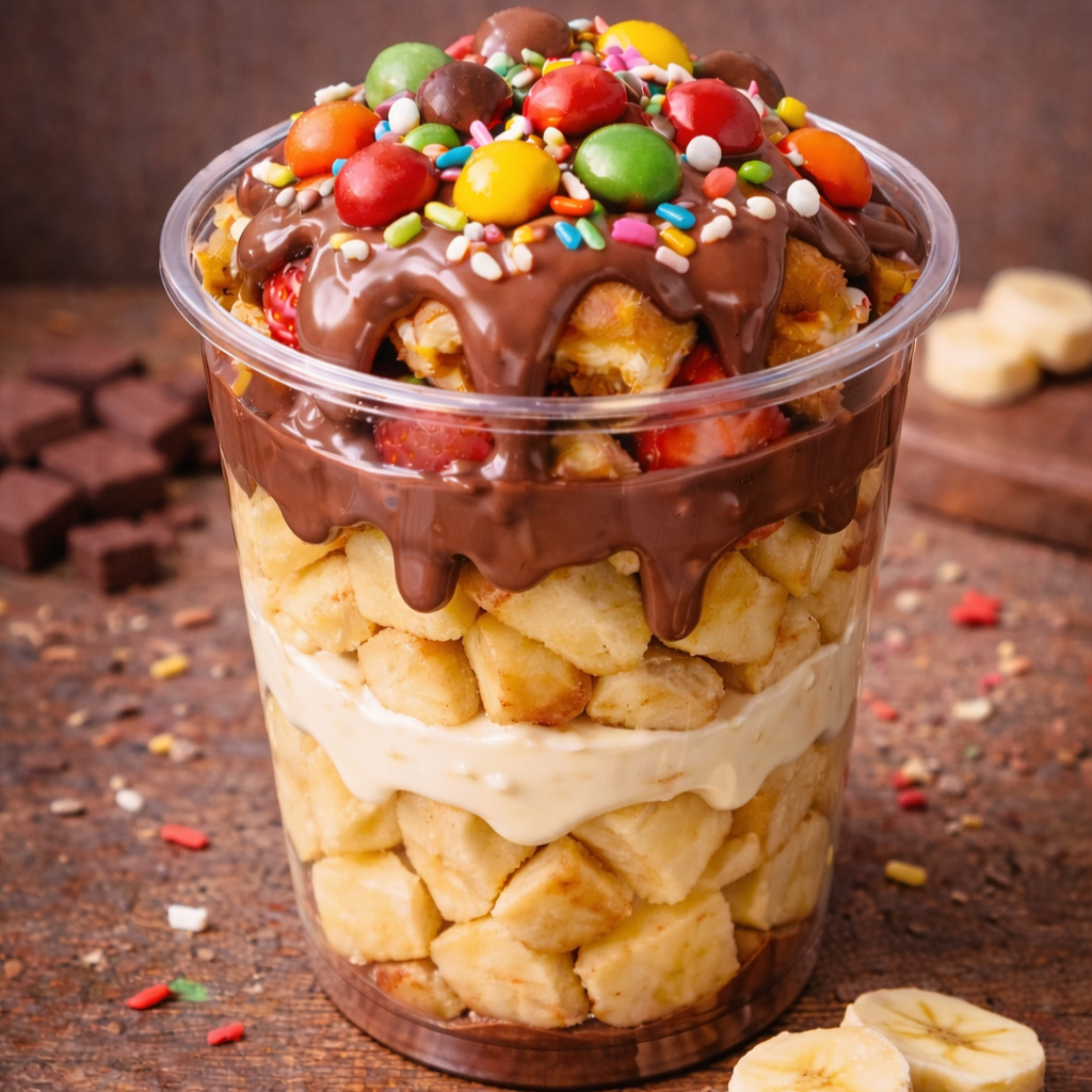 Sütlü Çikolatalı Muzlu Cup Waffle