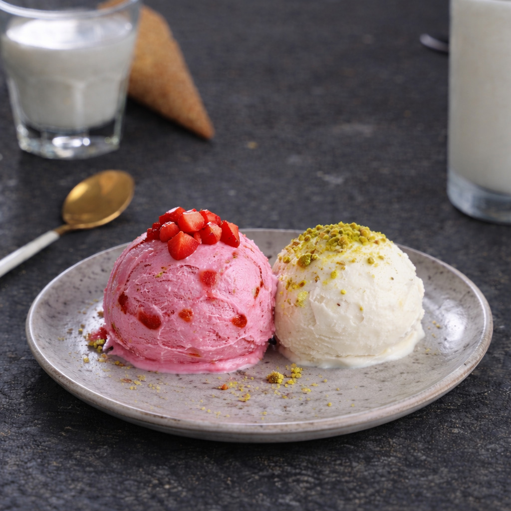 Meşhur Maraş Dondurması Çilekli Vanilyalı (500 Gr)