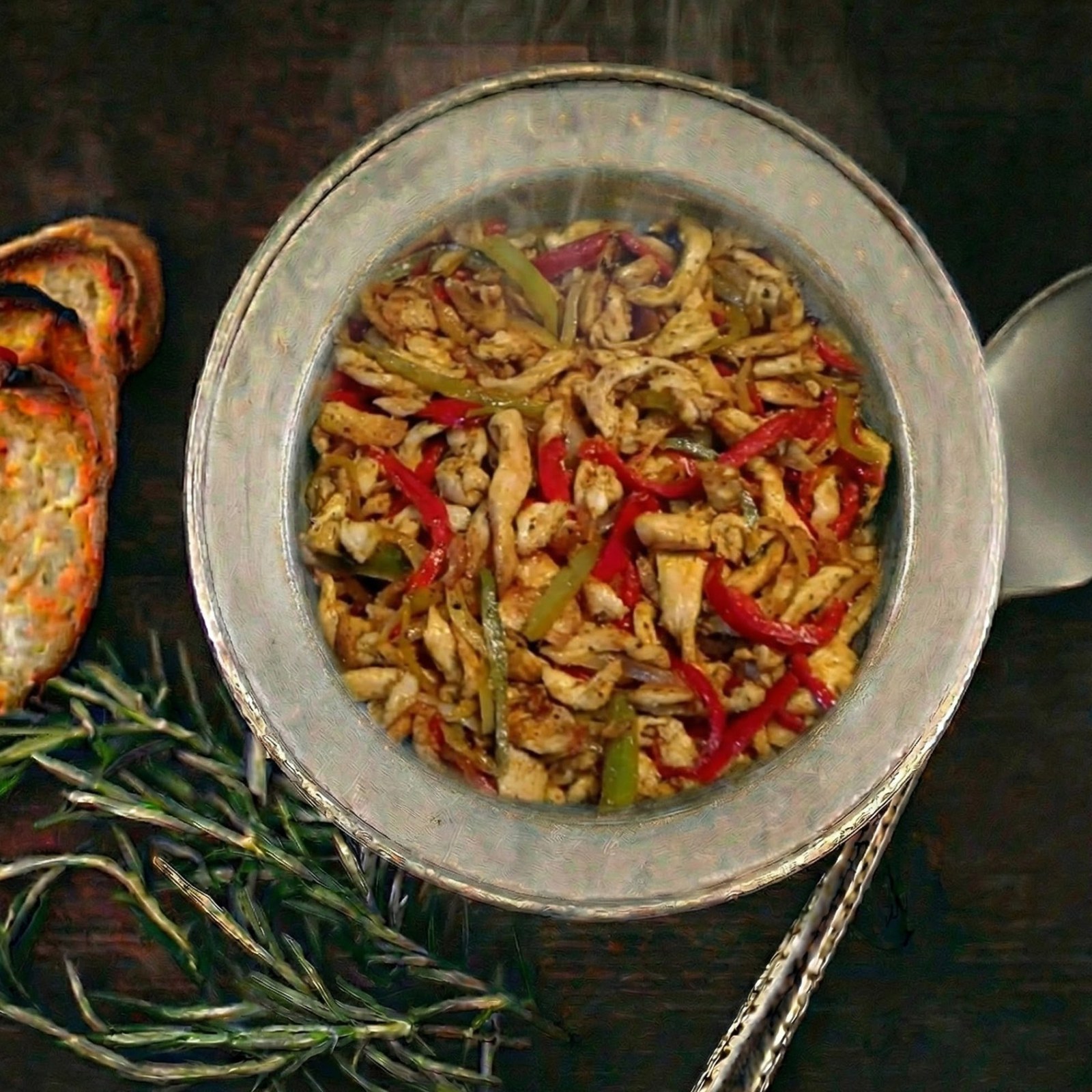 Renkli Biberli Tavuk Julyen (Jülyen Kesim)