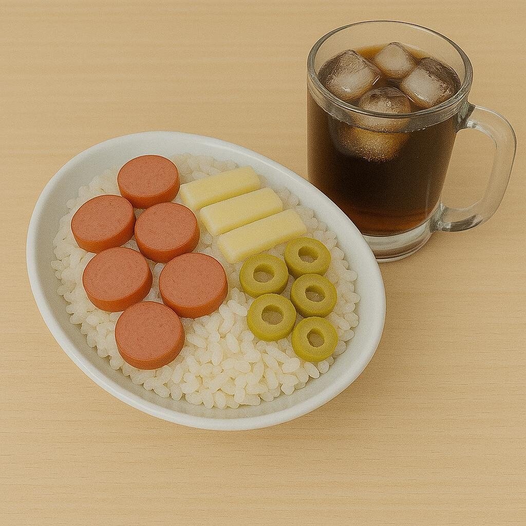 Sosis-Kaşar-Zeytinli Pilav