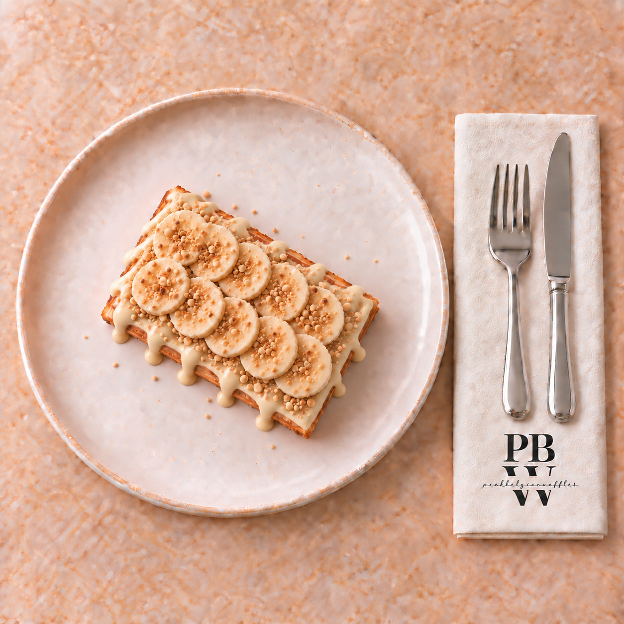 Beyaz Çikolatalı Muzlu Waffle (Tek Kişilik)