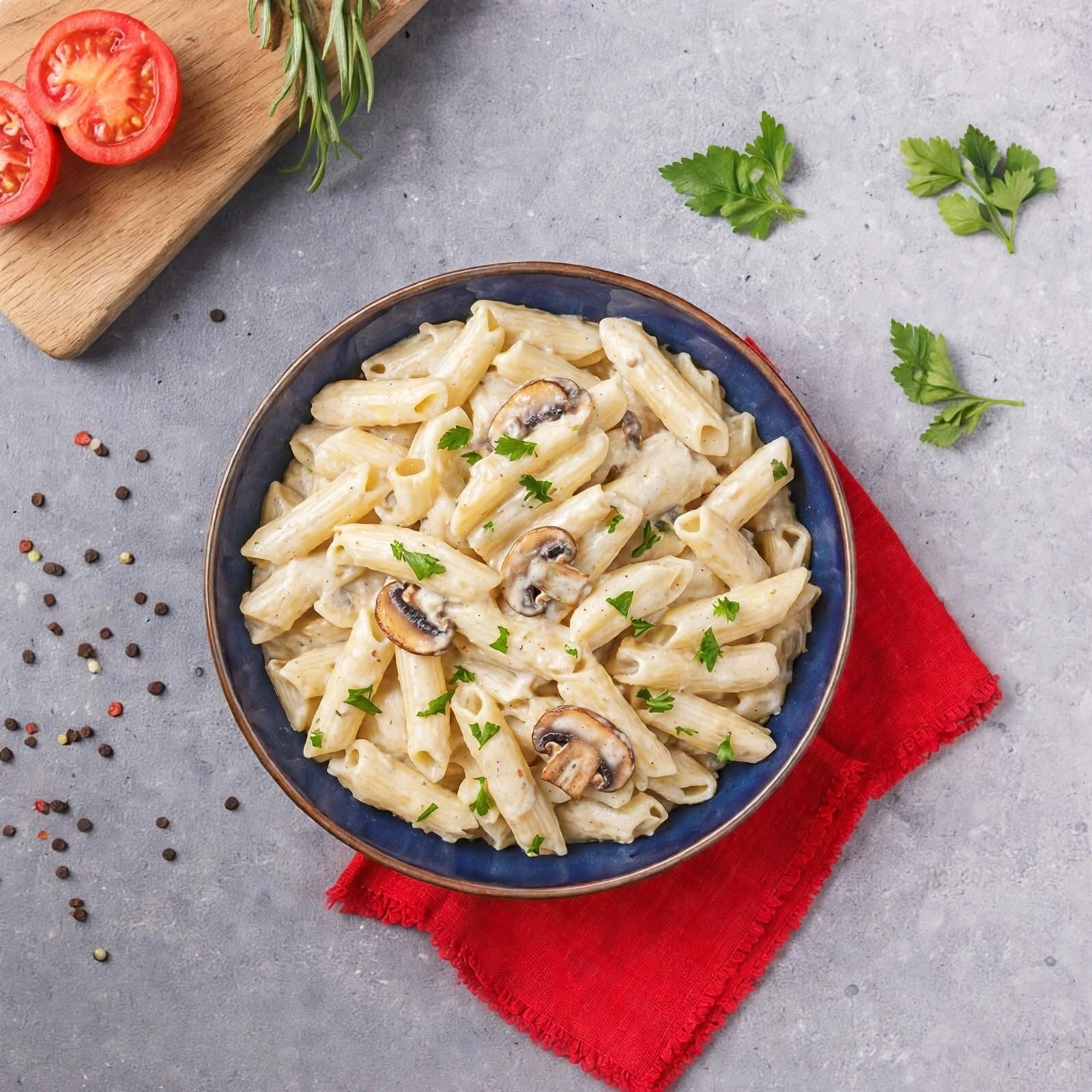 Penne Kremalı Mantarlı Makarna